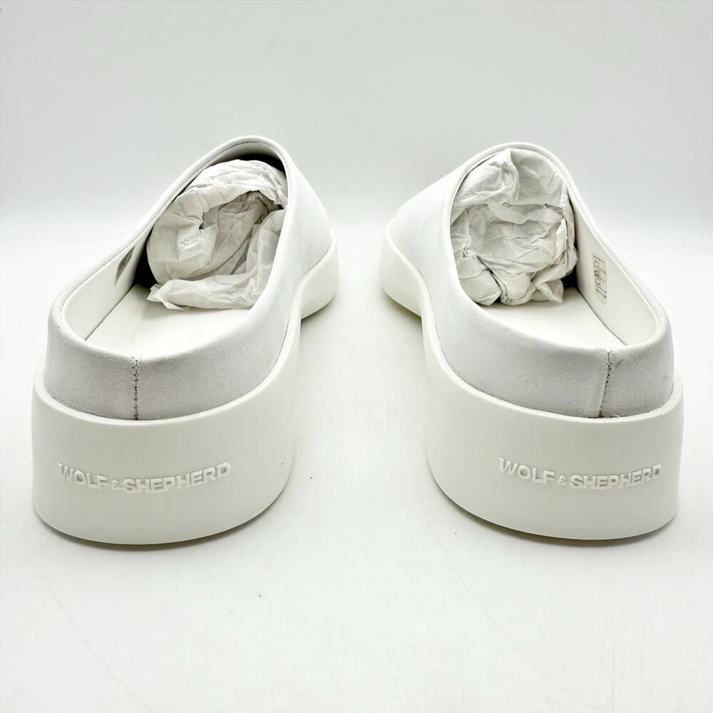 Wolf & Shepherd Cruise Mule Slip On Shoes Mens 7.5 Womens 9 White Leather NIB - Picture 11 of 14